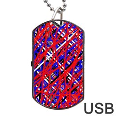 Red And Blue Pattern Dog Tag Usb Flash (one Side) by Valentinaart