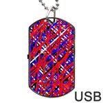 Red and blue pattern Dog Tag USB Flash (One Side) Front