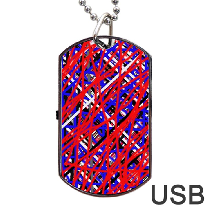 Red and blue pattern Dog Tag USB Flash (One Side)