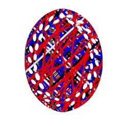 Red And Blue Pattern Ornament (oval Filigree)  by Valentinaart