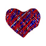 Red and blue pattern Standard 16  Premium Heart Shape Cushions Front