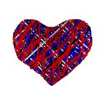 Red and blue pattern Standard 16  Premium Heart Shape Cushions Back