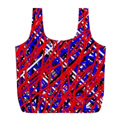 Red And Blue Pattern Full Print Recycle Bags (l)  by Valentinaart