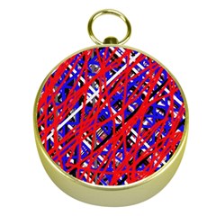 Red And Blue Pattern Gold Compasses