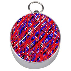 Red And Blue Pattern Silver Compasses