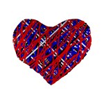 Red and blue pattern Standard 16  Premium Flano Heart Shape Cushions Back