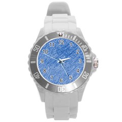 Blue Pattern Round Plastic Sport Watch (l)