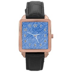 Blue Pattern Rose Gold Leather Watch 