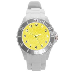 Yellow Pattern Round Plastic Sport Watch (l)