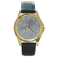 Gray Pattern Round Gold Metal Watch