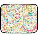 Hippie Flowers Pattern, pink blue green, zz0101 Double Sided Fleece Blanket (Mini) 35 x27  Blanket Front