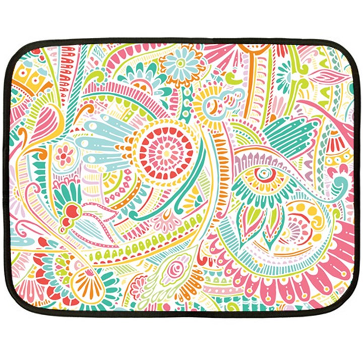 Hippie Flowers Pattern, pink blue green, zz0101 Double Sided Fleece Blanket (Mini)