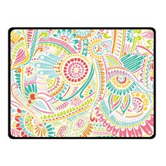 Hippie Flowers Pattern, Pink Blue Green, Zz0101 Fleece Blanket (small) by Zandiepants