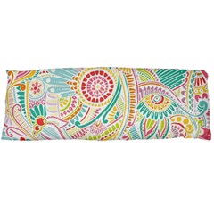 Hippie Flowers Pattern, Pink Blue Green, Zz0101 Body Pillow Case (dakimakura) by Zandiepants