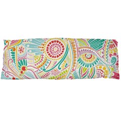 Hippie Flowers Pattern, Pink Blue Green, Zz0101 Body Pillow Case Dakimakura (two Sides) by Zandiepants