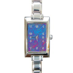 Blue Pattern Rectangle Italian Charm Watch