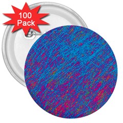 Blue Pattern 3  Buttons (100 Pack) 