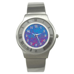 Blue Pattern Stainless Steel Watch