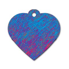 Blue Pattern Dog Tag Heart (two Sides) by Valentinaart