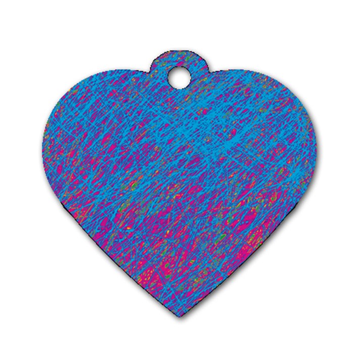 Blue pattern Dog Tag Heart (Two Sides)