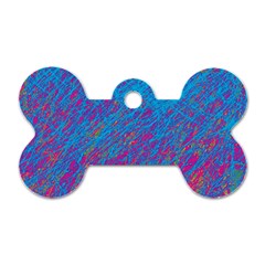 Blue Pattern Dog Tag Bone (two Sides)