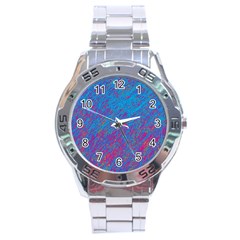 Blue Pattern Stainless Steel Analogue Watch