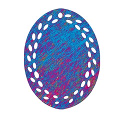 Blue Pattern Oval Filigree Ornament (2-side)  by Valentinaart