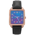 Blue pattern Rose Gold Leather Watch  Front