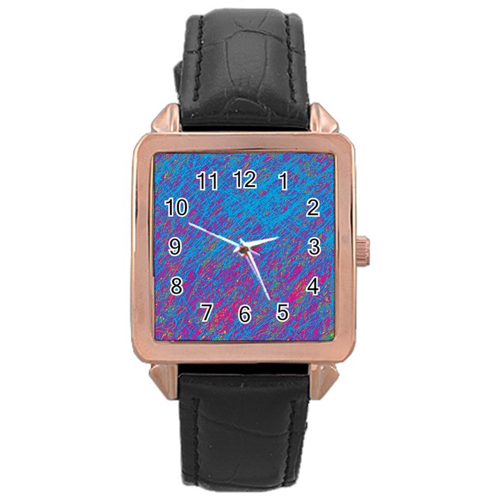 Blue pattern Rose Gold Leather Watch 