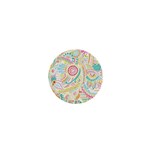 Hippie Flowers Pattern, pink blue green, zz0101 1  Mini Button Front