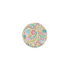 Hippie Flowers Pattern, Pink Blue Green, Zz0101 1  Mini Magnet