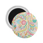 Hippie Flowers Pattern, pink blue green, zz0101 2.25  Magnet Front