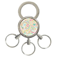 Hippie Flowers Pattern, Pink Blue Green, Zz0101 3-ring Key Chain by Zandiepants