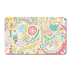 Hippie Flowers Pattern, Pink Blue Green, Zz0101 Magnet (rectangular) by Zandiepants