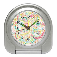 Hippie Flowers Pattern, Pink Blue Green, Zz0101 Travel Alarm Clock by Zandiepants