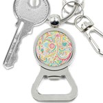 Hippie Flowers Pattern, pink blue green, zz0101 Bottle Opener Key Chain Front