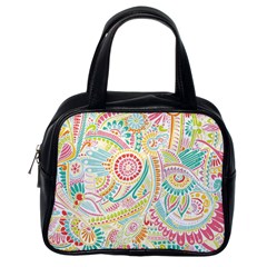 Hippie Flowers Pattern, Pink Blue Green, Zz0101 Classic Handbag (one Side) by Zandiepants