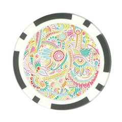 Hippie Flowers Pattern, Pink Blue Green, Zz0101 Poker Chip Card Guard (10 Pack) by Zandiepants