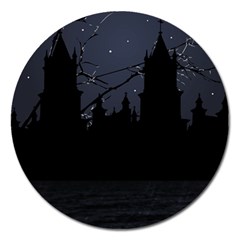 Dark Scene Illustration Magnet 5  (Round)