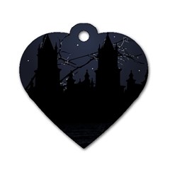 Dark Scene Illustration Dog Tag Heart (One Side)