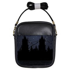 Dark Scene Illustration Girls Sling Bags