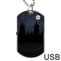 Dark Scene Illustration Dog Tag USB Flash (One Side)