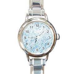 Blue Pattern Round Italian Charm Watch