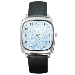 Blue Pattern Square Metal Watch