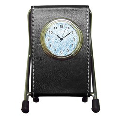 Blue Pattern Pen Holder Desk Clocks