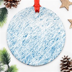 Blue Pattern Round Ornament (two Sides)  by Valentinaart