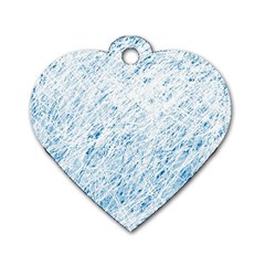 Blue Pattern Dog Tag Heart (one Side)