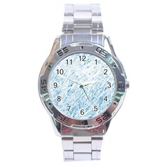 Blue Pattern Stainless Steel Analogue Watch by Valentinaart