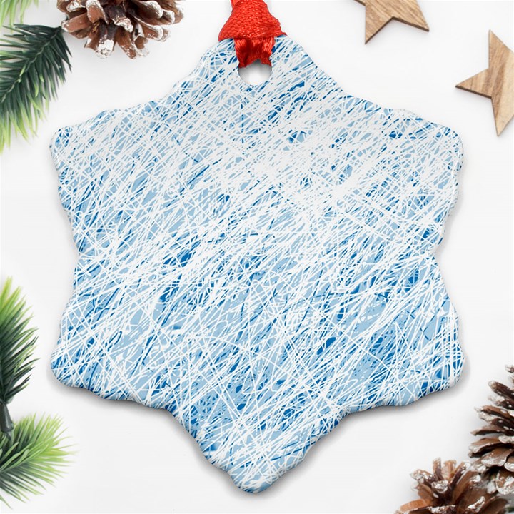 Blue pattern Snowflake Ornament (2-Side)