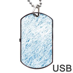 Blue Pattern Dog Tag Usb Flash (one Side) by Valentinaart